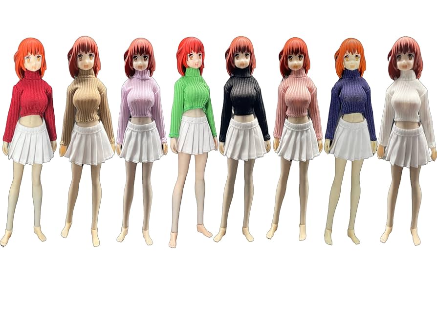 1/6 女性素体フィギュア ヘッド 衣類 サマーセーター チェックスカートセット 61VVNQRkhyL._UF350,350_QL50_.jpg